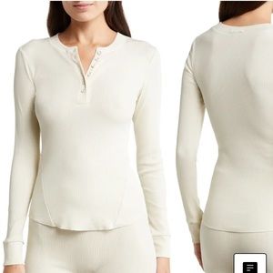 SKIMS Ribbed Stretch Cotton Henley Top